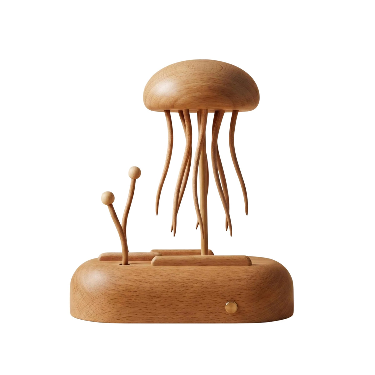 JHISEN Handcrafted Wooden Jellyfish Automaton | Kinetic Desk Sculpture